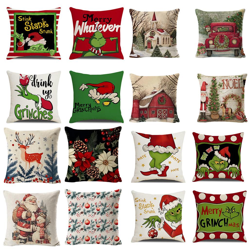 New Christmas Pillowcase Christmas Snowman Living Room Decoration Linen Sofa Cushion Cover Car Waist Pillowcase Cover
