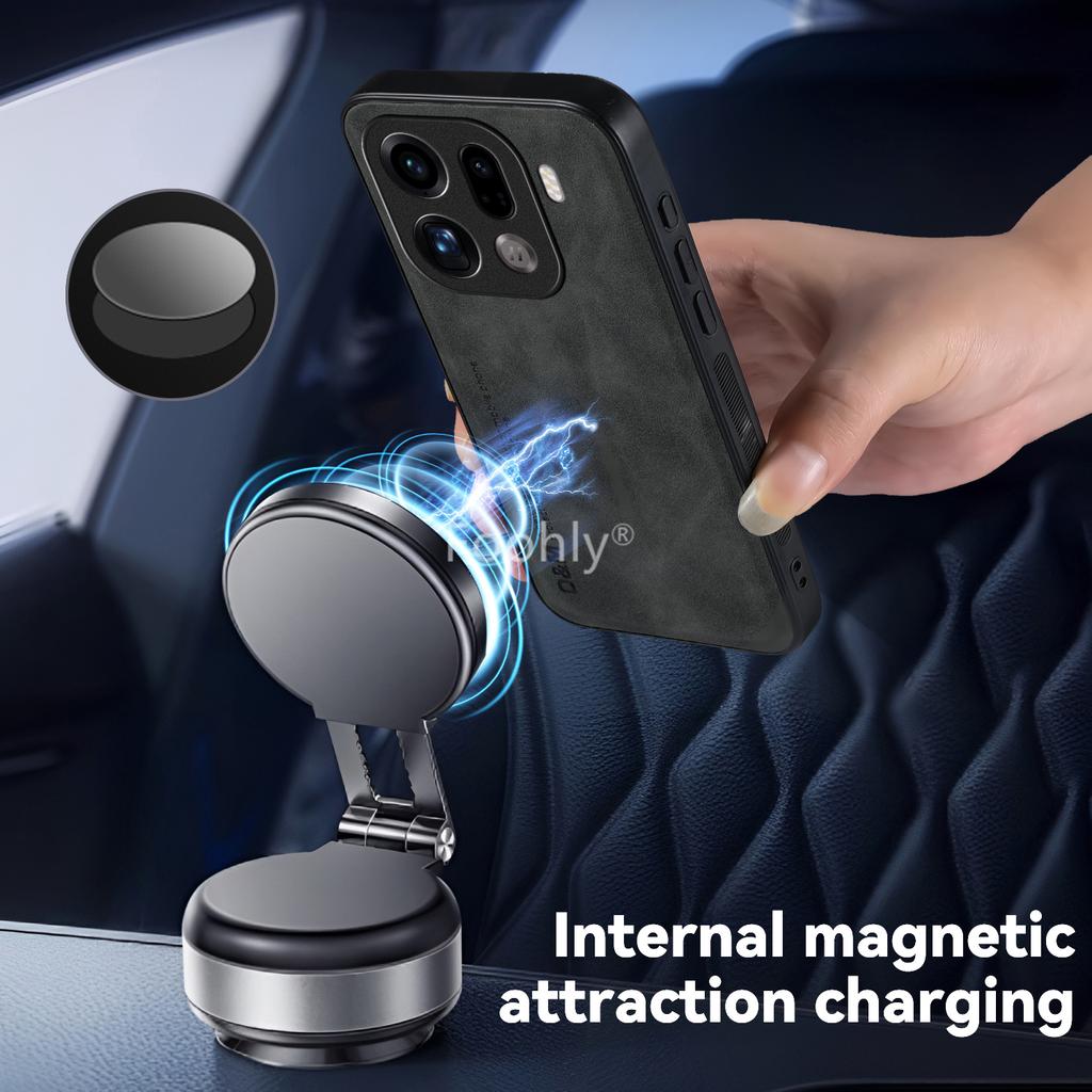 Nubuck Leather Shockproof Magnetic Case for OPPO Find X9 Pro Protective Cover Back Shell Coque Funda
