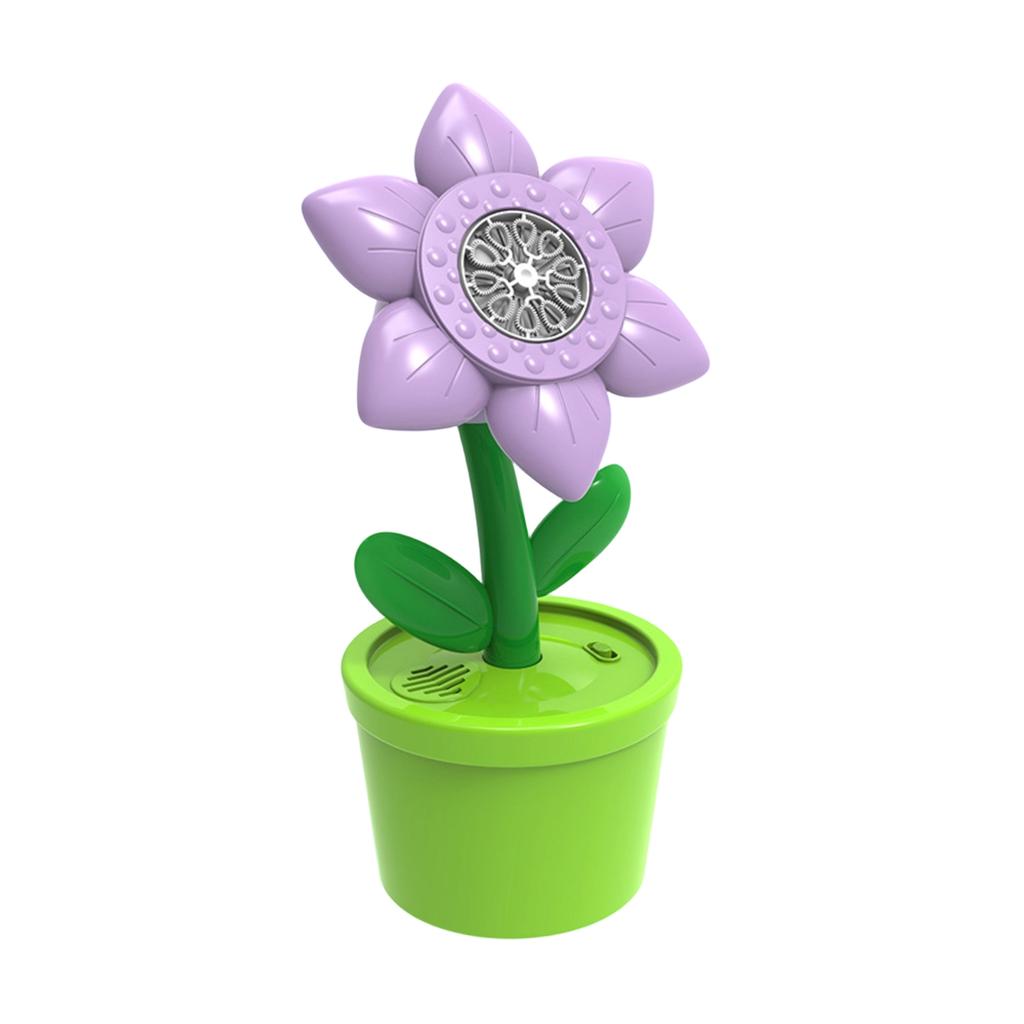 Rechargeable Bubble Machine with Music and Lights Flower Shape Bubble Blower Toy for Outdoor Use Kids Entertainment and Party Decoration