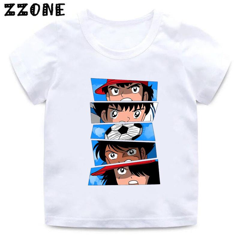 Anime Captain Tsubasa Small Soccer Player Print Fun Girl Clothing Boys T-Shirt Summer Top 100