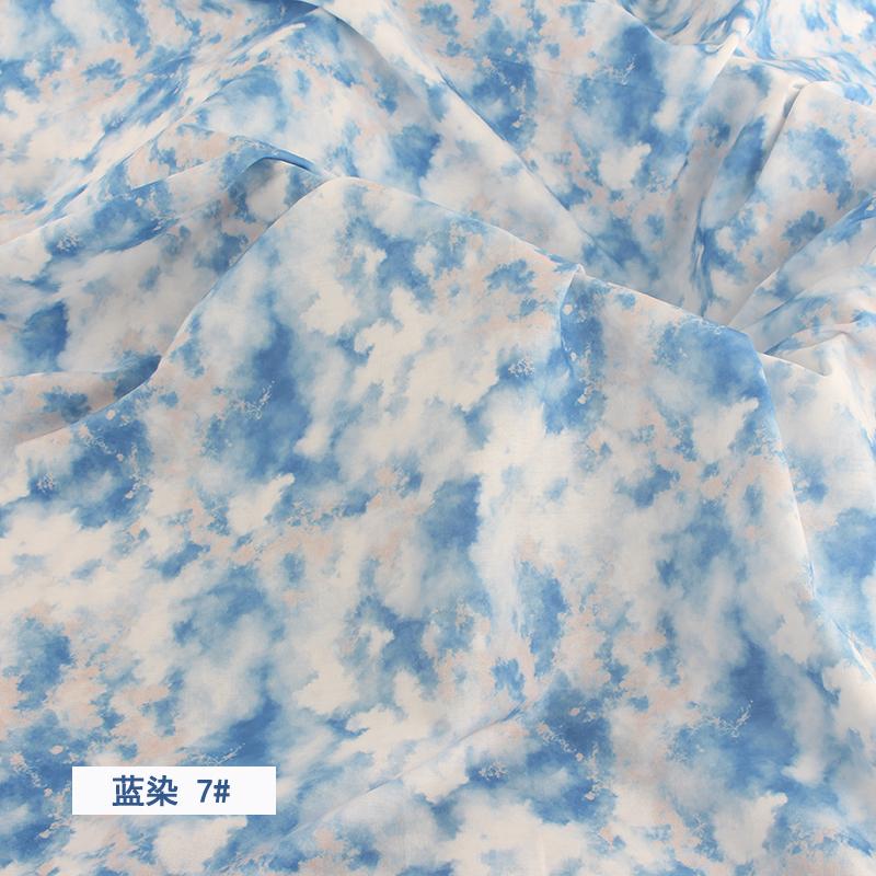 Imitation Tie Dye Blue Dye Floral Print Cotton Poplin Thin Fabric for DIY Children Clothes Handmade Accessories Cotton Fabric