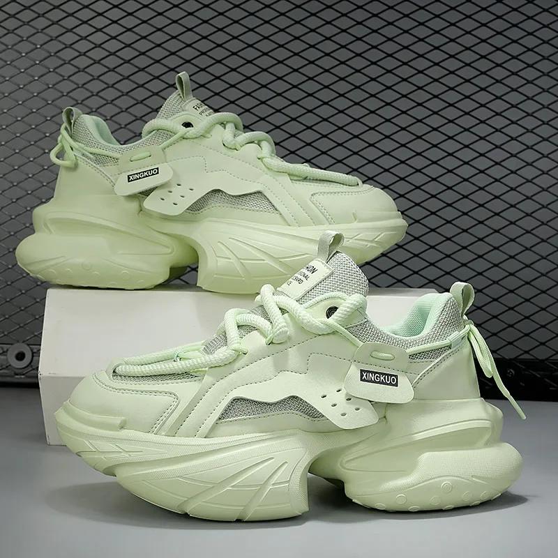 FashionChunky Sneakers Plus Size 45 Herren Designer Sportschuhe Mode Lässig Leder Stoff Atmungsaktiv Höhe Erhöhte Plateauschuhe