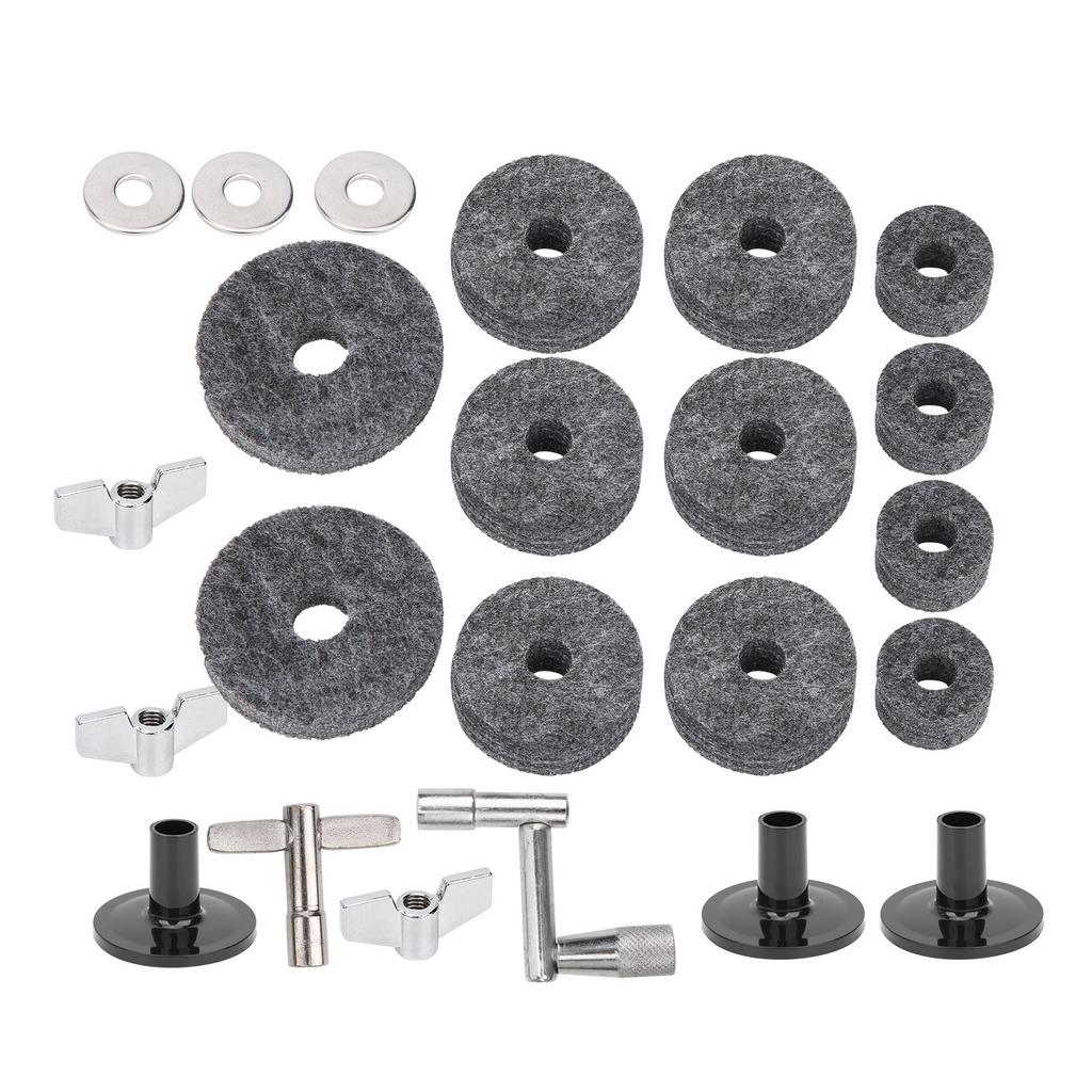 23Pcs Drum Felt Pad Cymbal Kit Non Slip with Base Wing Nuts Washer Percussion Accessories