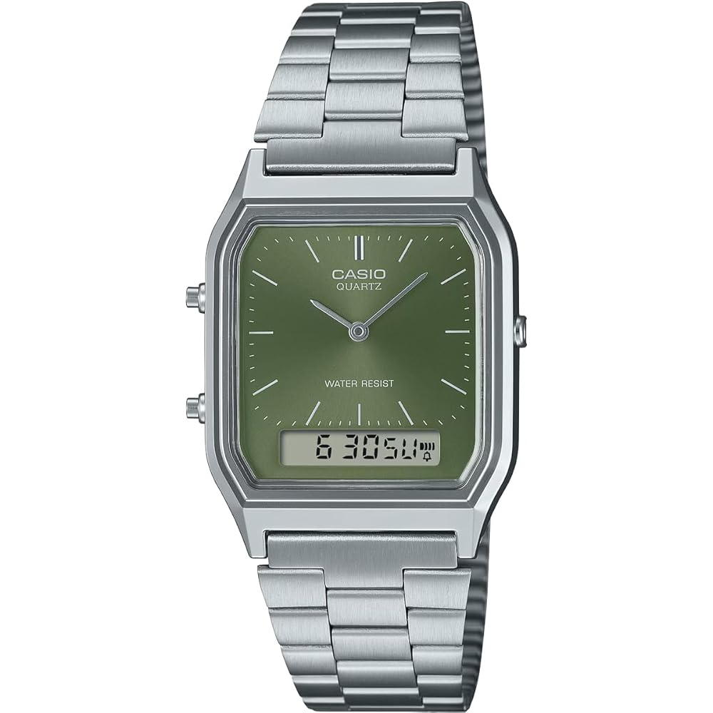 Casio Ana-Digi Vintage Series Quartz Watch AQ-230A-3AMQY Unisex Dual Time Green