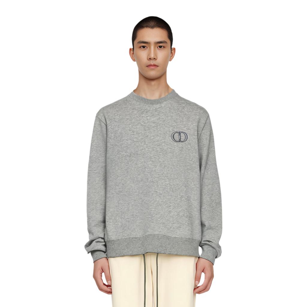 DIOR Sweatshirts Men's Gray Crew Neck Moderate Regular 113J699A0531-C888