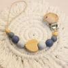 High Quality Silicone Pacifier Clips Lightweight Anti-drop Teether Teething Wooden Gift Pacifier Holder Chain Newborn