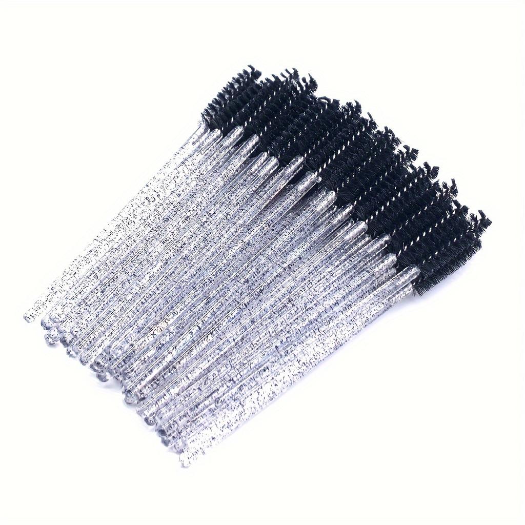 50pcs/bag Makeup Brush Lash Swans Crystal Eyelash Applicator Disposable Diamond Handle Nylon Mascara Wands Brush Cosmetic Brushes, YGirlash