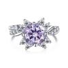 8mm S925 Sterling Silver Round Moissanite Micro Pave Flower Design Ring Ice Flower Sweet Daily Party Wear D VVS1 Exquisite Jewelry