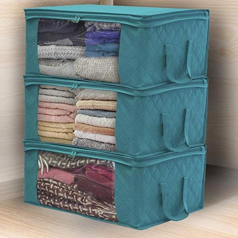 

Folding Bag for Storing Clothes and Bed Linen 49×36×21cm синий