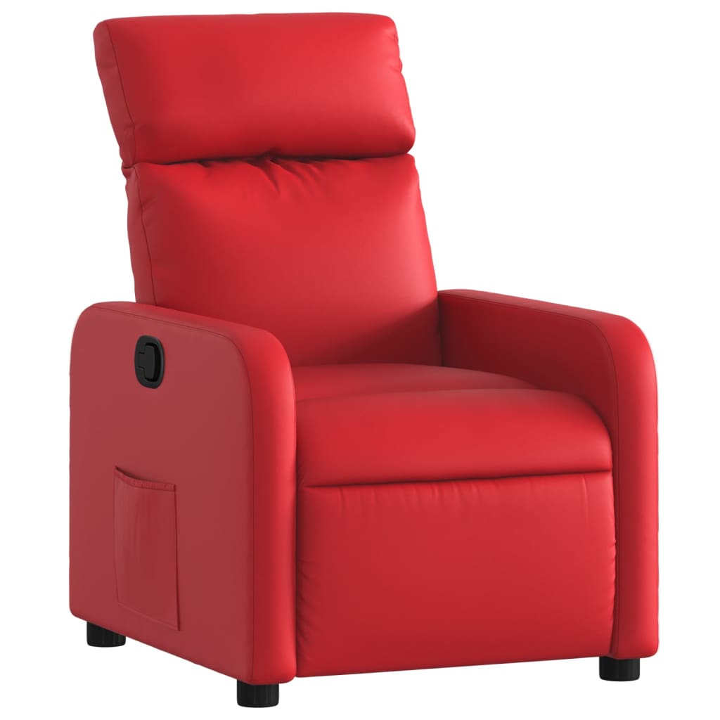 Recliner Chair In Red Synthetic Leather