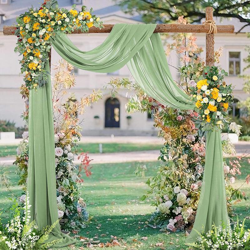 Ivory Chiffon Table Runner Sheer Fabric Curtain Drapes Romantic Wedding Arch for Thanksgiving Christmas Bridal Shower Decoration
