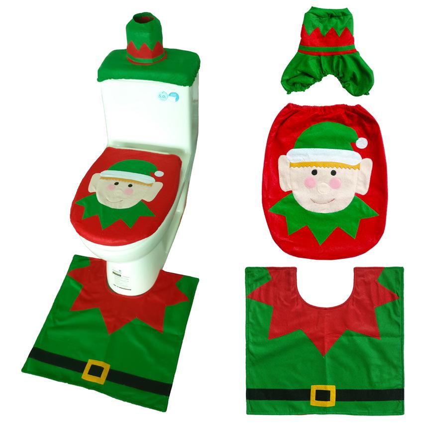 Cute Christmas Toilet Seat Covers Creative Santa Claus Bathroom Mat Xmas Supplies for Home New Year Navidad Gift Decoration