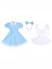 Alice In Wonderland Blue & White Maid Costume with Headband - Girls' Birthday Princess Dress