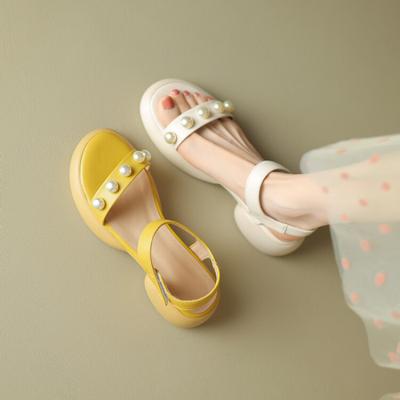 Summer Girls Sandals Comfortable Rubber Student Sandals Women's Thick Soles One-word Sandals New Sweet College Versatile