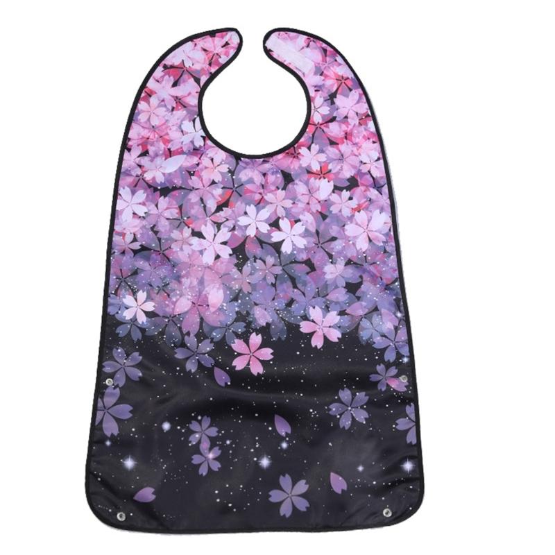 Durable Adult Bib Scarf for Elderly Dining Use with Reusable and Waterproofing Fabric Flower