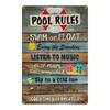 Vintage Pool Rules Tin Sign 8x12 Inch Retro Metal Wall Art For Home Bar Game Room
