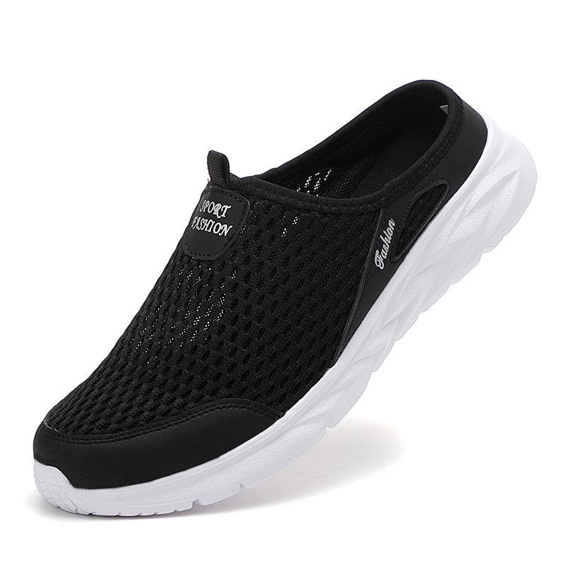 Large Size Spring and Summer New Leisure Sports Lightweight Half-drag Mesh Shoes Lazy Shoes Beach