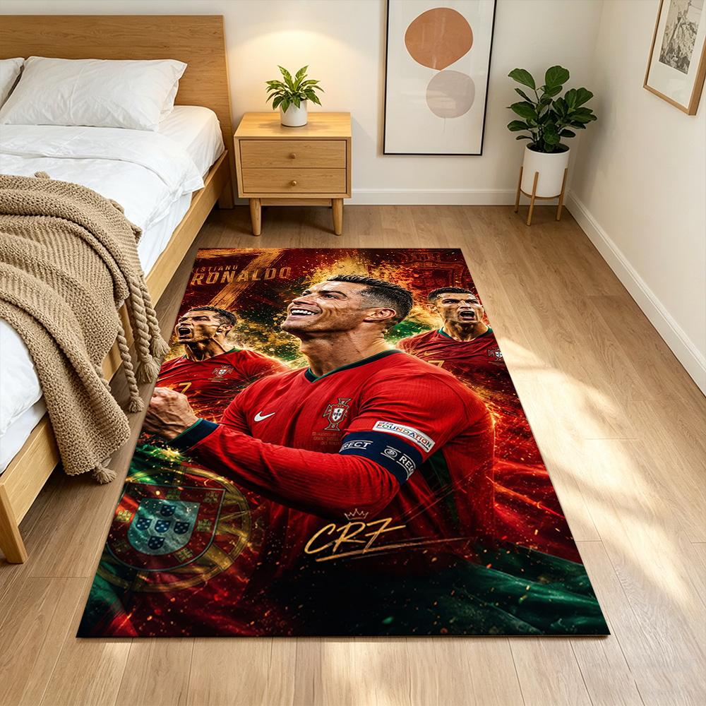 Cristiano Ronaldo Teppich Büroteppich Perfekt für Spielzimmer Balkon Küche Eingangsbereich Rutschfester Teppich Anime Bürodekoration Am besten für Weihnachten