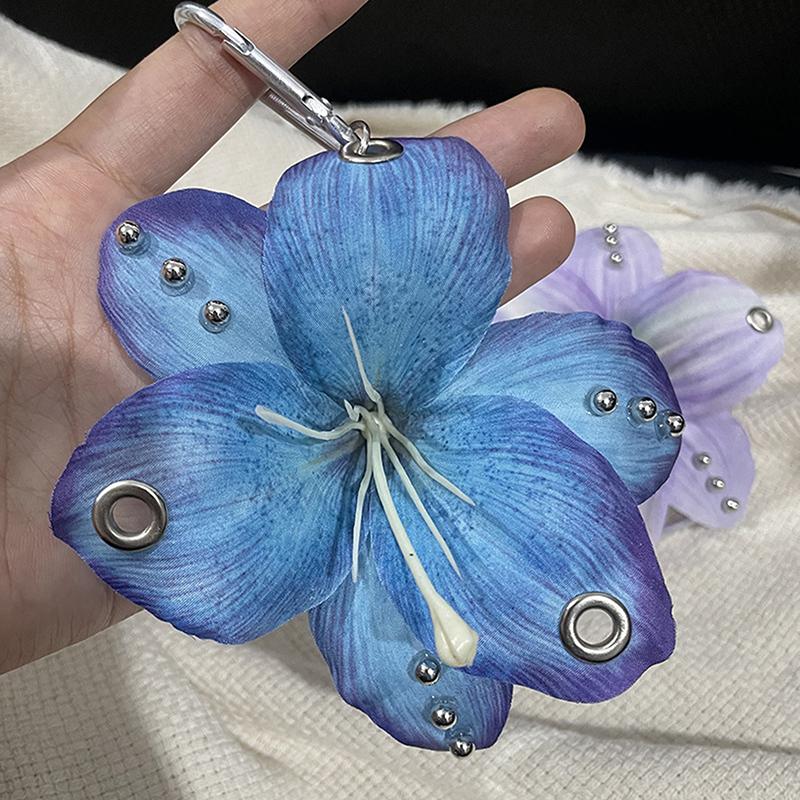 Creative Simulation Flower Bag Pendant Exquisite Phalaenopsis Orchid Lily Keychain Backpack Decoration Accessories Gifts