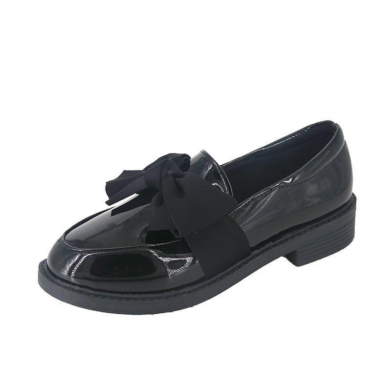 

Мода Мода Универсальная Женская Обувь Весна Новые Круглые Туфли на Плоской Подошве Противоскользящие Британский Стиль Женская Кожаная Обувь Мягкая Подошва Женская Повседневная Обувь 40