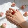 Women Red Adjustable Ring Simple Heart Shaped Rings Party Jewelry Gift