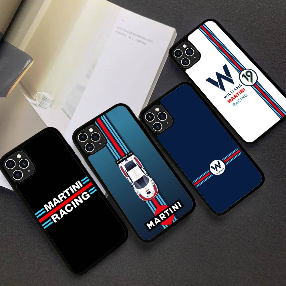 M-Martini Racing Horizontal Stripe PC+TPU Phone Case For IPhone 11 12 13 14 15 16 17 Plus Pro Max Cover