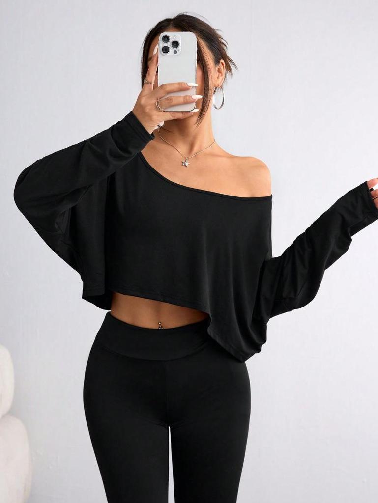 2025 Trendy European Off-Shoulder Women’s Loose Base Layer Top