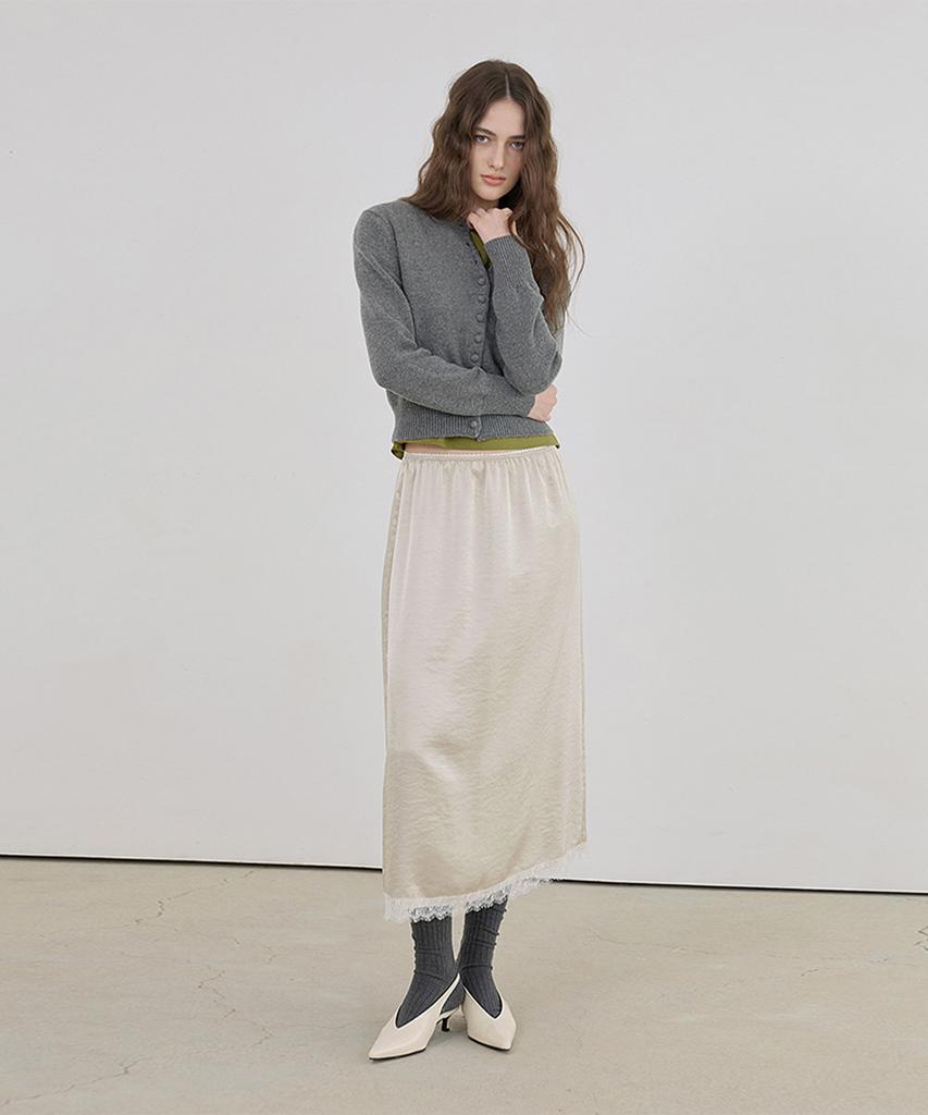 Kwinseulaebis Lacy Satin Lace Midi Skirt