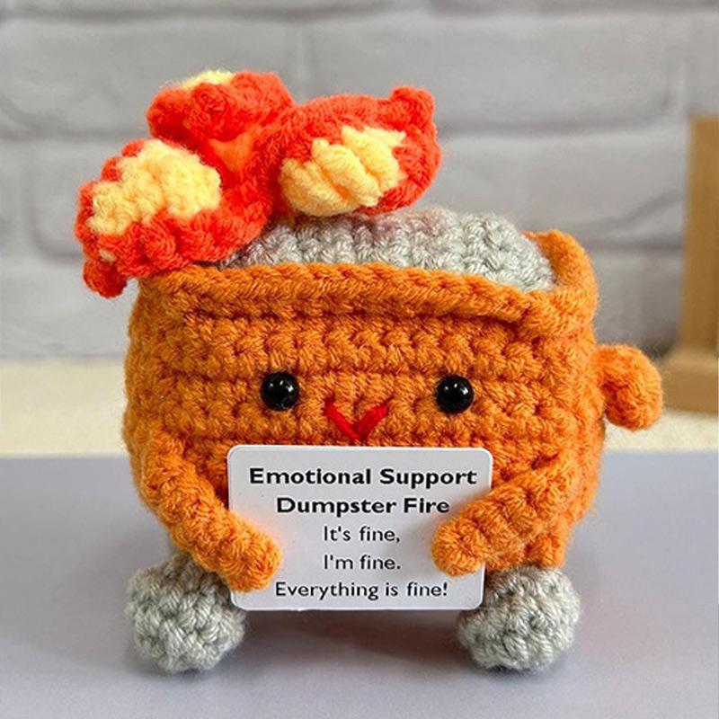 

Куклы ручной работы для вязания крючком Dumpster Fire Positive Dumpster Fire Cute Mini Handwoven Crafts Card Gifts Home Decoratio