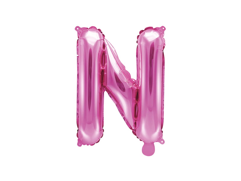 Balon Foliowy Litera "N" Ciemno Różowy 35 Cm