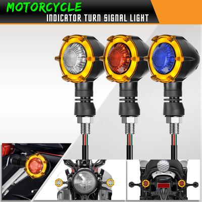 Motorcycle LED Turn Signals Lights Amber Flasher Blinker Lamps Retro Dual-Color Turn Signal Light 12V 10mm Moto Indicator Lamp