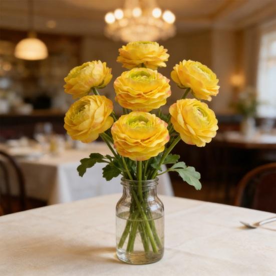 2-Head Artificial Flower UV Resistant Realistic Fake Silk Flower Wedding Party Indoor Outdoor Garden Faux Flower Decoration