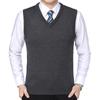 Men's V-Neck Plus Size Wool Vest - Casual Autumn/Winter Knitted Pullover, Sleeveless Sweater for Middle-Aged and Young