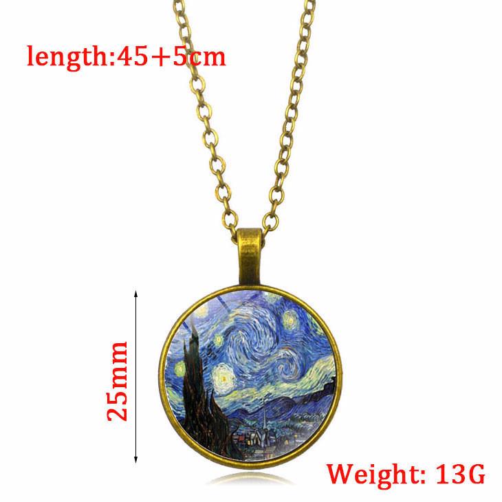 Unikt Gogh Van Stjernenatt Anheng Halskjede Med Slitesterk Legeringsmateriale Design Unisex