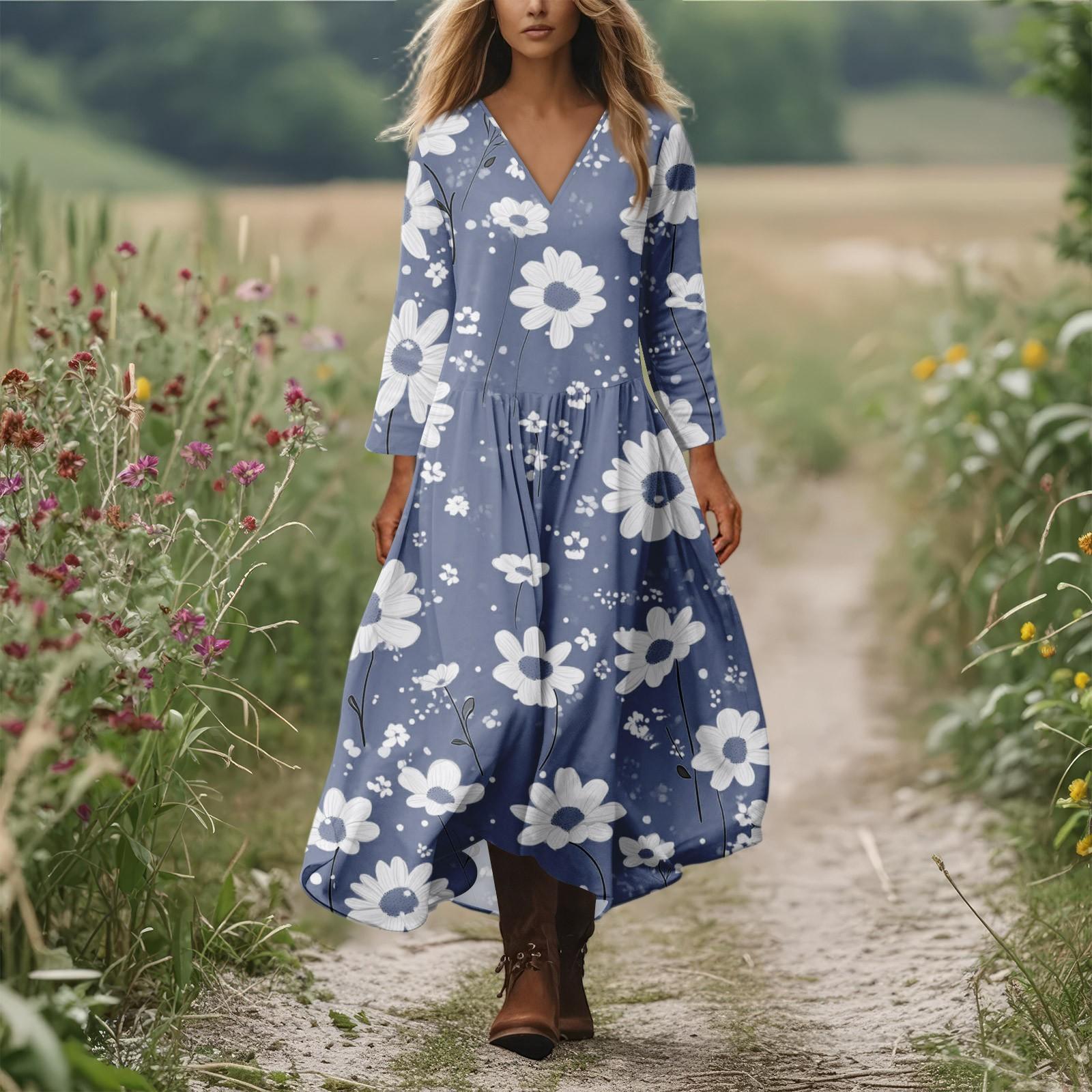 

Женское повседневное и модное платье с круглым вырезом и длинными рукавами средней длины XL