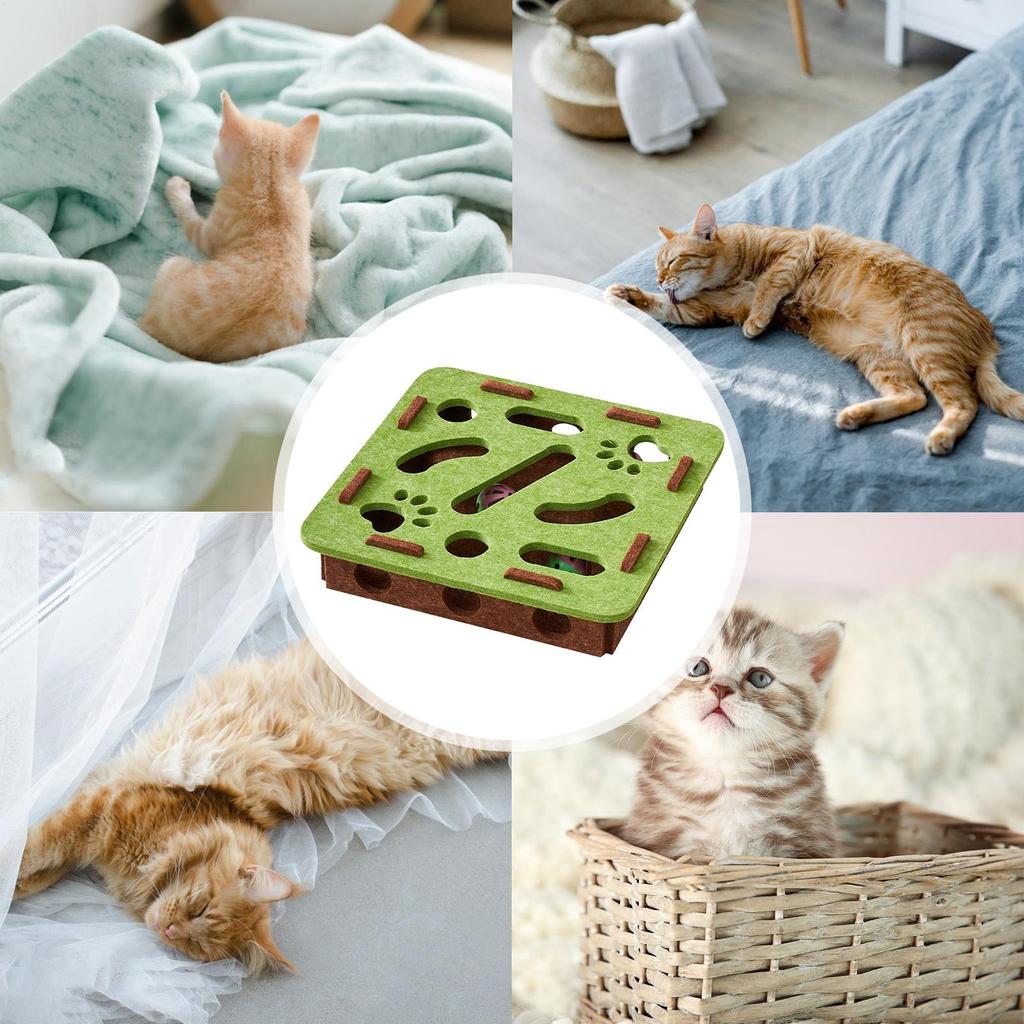Cat Puzzle Toy Indoor Cats Scratch Interactive Puzzle Toy Kitten Playing Maze With Bell Balls For Home Indoor Living Room Kitten