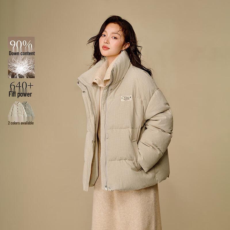 

Yinman Women s Plaid Stand Collar Duck Down Jacket S