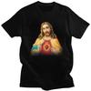 Custom Cool Sacred Heart Of Jesus T Shirt Men 100 Cotton Tshirt Casual Christian Catholic God Tees Streetwear Tshirt