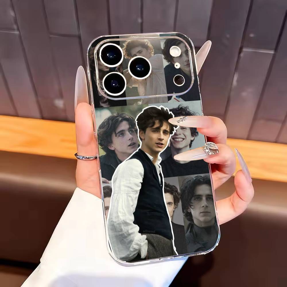 Timothee Chalamet Phone Case For iPhone17,16,15,14,13,12,11 Plus,Pro Max Soft Transparent Cover