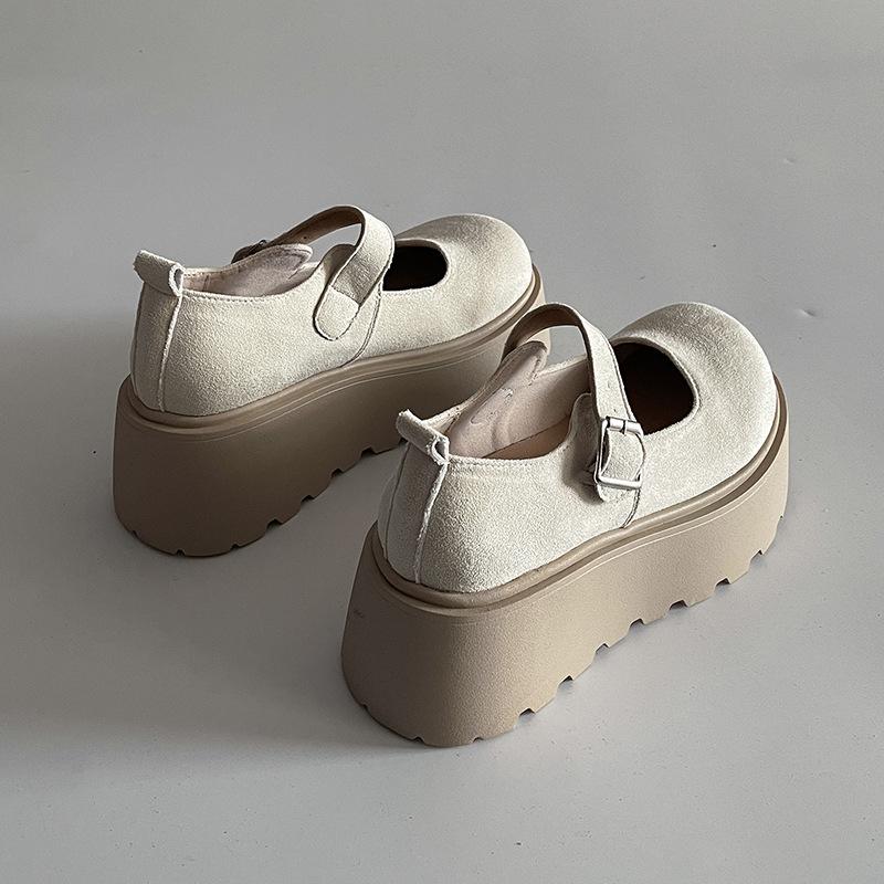 

Маленькие туфли-маффины Birkenstocks женские новые весенне-летние модные туфли на высоком каблуке, толстой подошве, с мелким вырезом, одинарные туфли, универсальные маленькие кожаные туфли 40