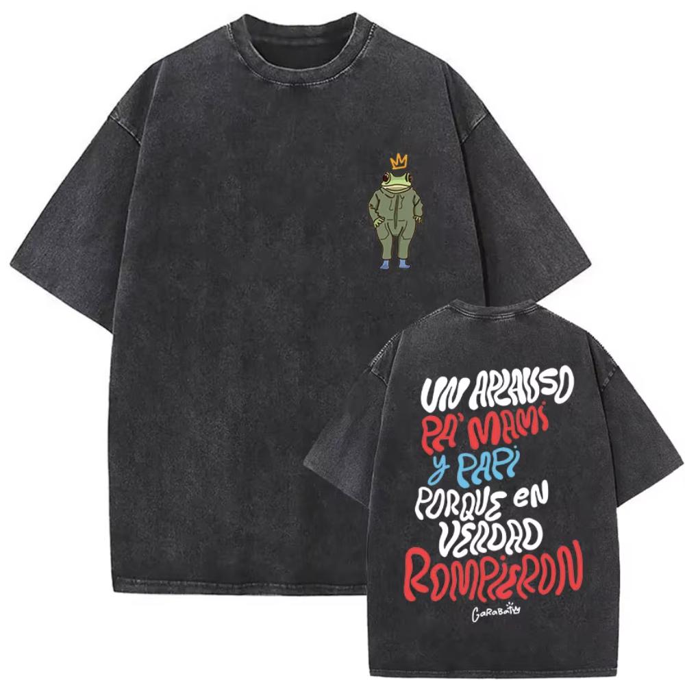 s Vintage Washed Bad Bunny Album T Shirt Mens Gothic Hip Hop Short Sleeve Tshirts Pop Fashion Casual Tshirt Streetwear