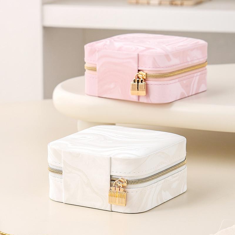 Jewelry Box Mini Leather Storage Case With Zipper For Travel And Gift Giving