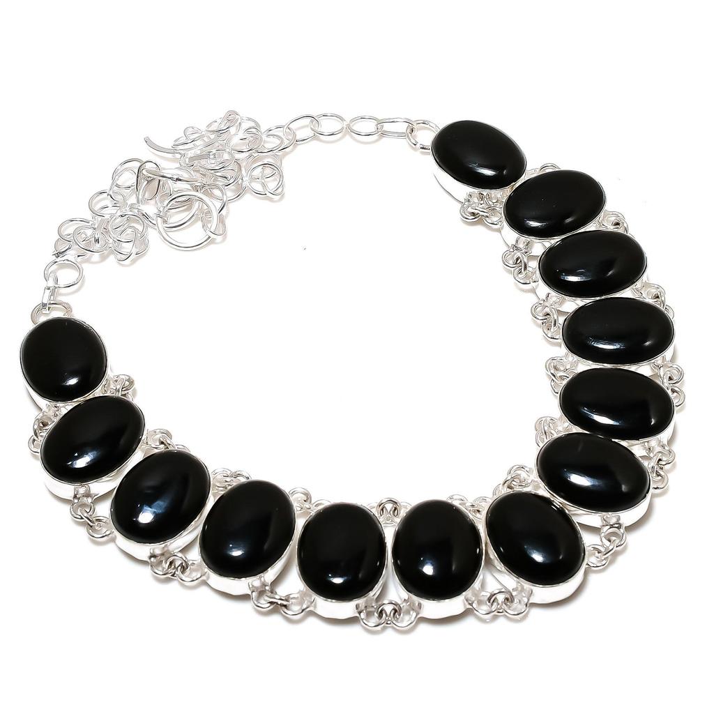 Natural Black Onyx Gemstone Handmade 925 Sterling Silver Electroform Necklace, Black Onyx Silver For Wife Unisex PendantParty Wear Gifts