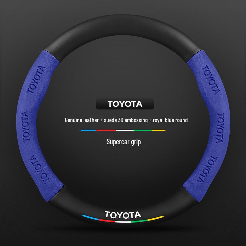 Protiskluzový kožený potah volantu z uhlíkových vláken pro Toyota Prado