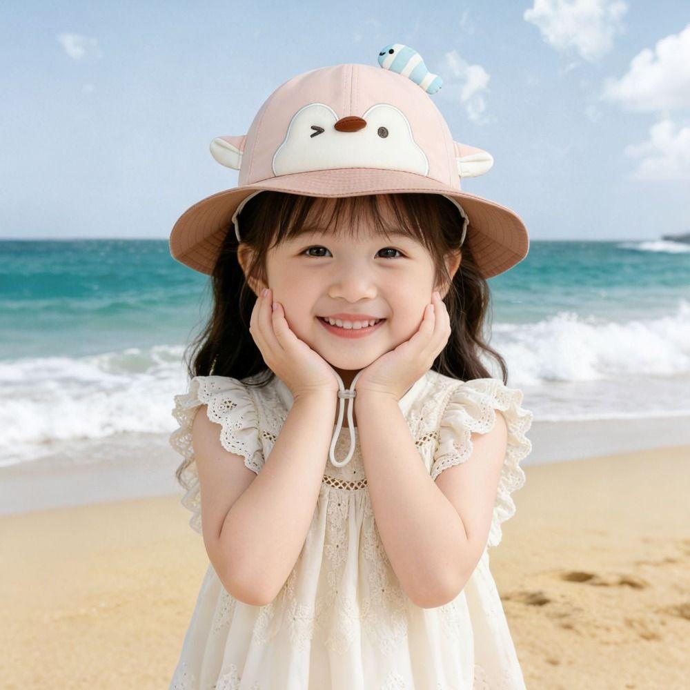 Big Brim Kids Penguin Sunscreen Hat Little Fish Children Beach Cap Children's Sun Hat Summer