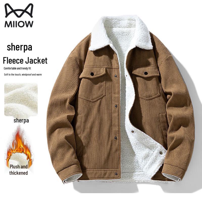

Mao Ren Men s Trendy Winter Corduroy Lamb Fleece Padded Jacket 5XL