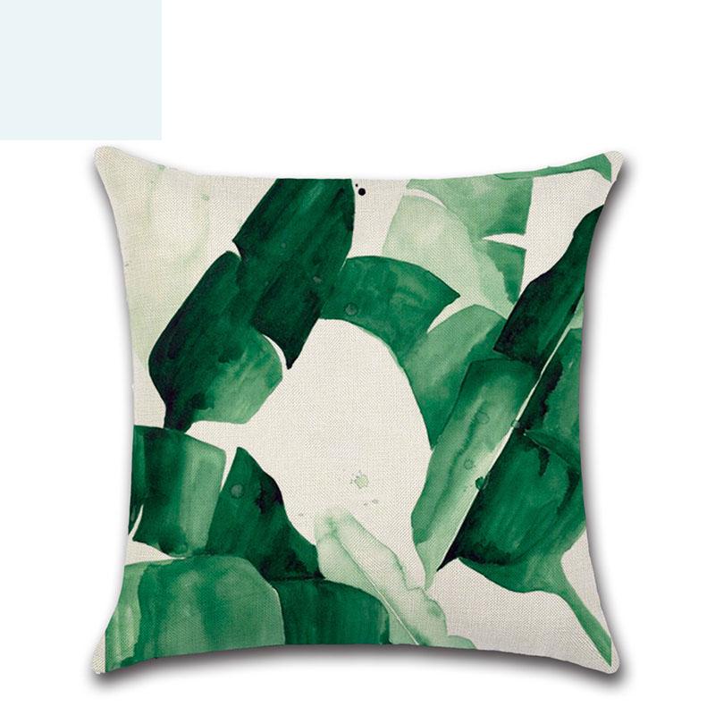 Tropical 18 Green Plant Pillow Case Cotton Sofa Cushion Cover Decorative