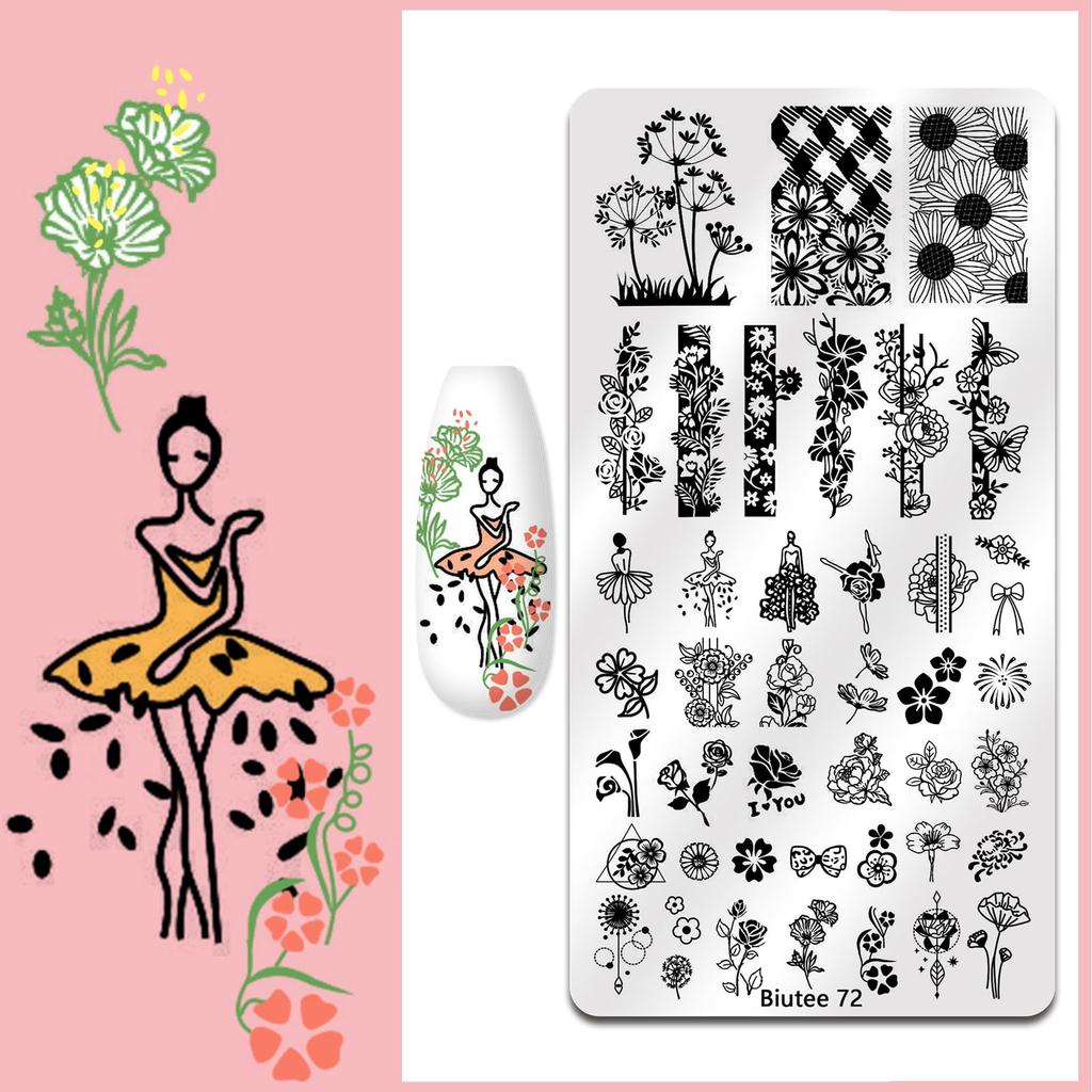 Biutee Nail Image Plate Set Color Gel Nail Stamp Kit 12 Nail Stamp Plates 8ml Nail Stamp Gel Set 1 Stamp 2 Replacement Stamp Heads Nail Design Nail