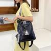 Pu-skinn skulderveske med stor kapasitet Rynket innlagt diamantpersonlighet Multi-purpose ryggsekk dame skulder reiseveske
