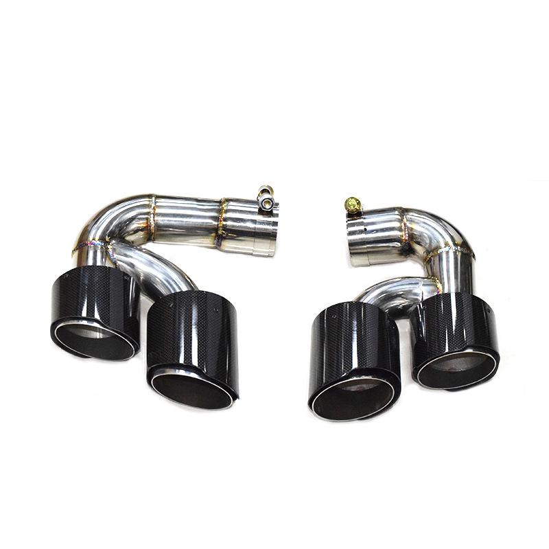 Compatible with 19-21 BMW X5 Black Quad Exhaust Carbon Fiber Tailpipe Trim